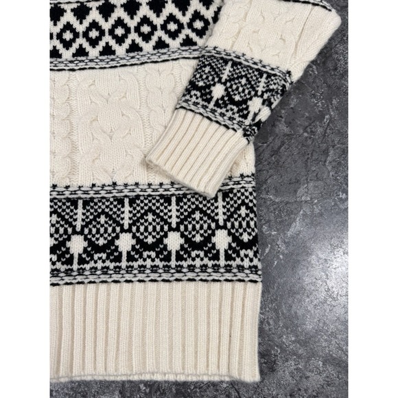 Line and Dot Montana Faire Isle Oversized Cable Knit Sweater Ribbed Trim XS - Picture 6 of 12
